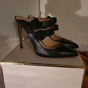 Chloe Gosselin Rosie Mules In Black Leather 5" Heel 40 / 10 US